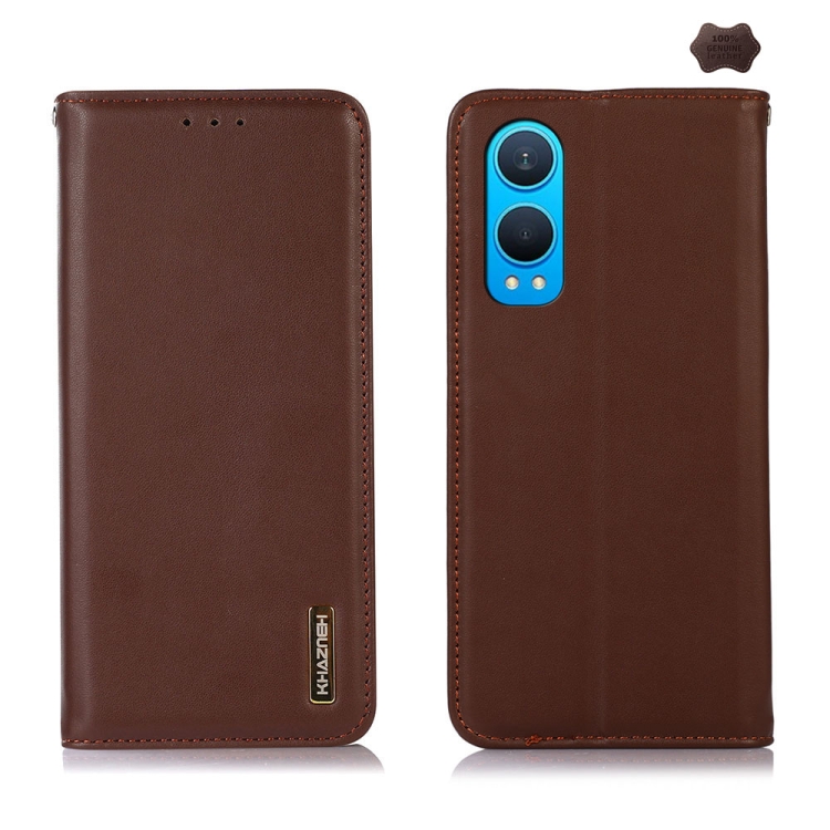 

For OnePlus Nord CE4 Lite KHAZNEH Nappa Top Layer Cowhide Leather Phone Case(Brown)
