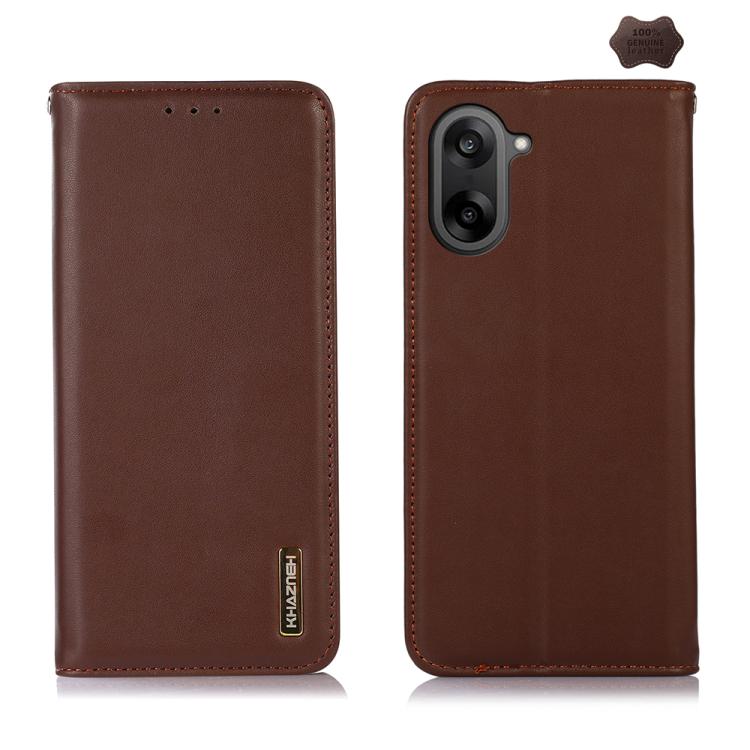 

For OnePlus Nord CE5 / Ace 5 Racing KHAZNEH Nappa Top Layer Cowhide Leather Phone Case(Brown)