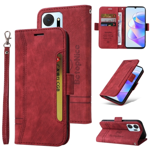 

For Honor X7a / Play7T BETOPNICE Dual-side Buckle Leather Phone Case(Red)