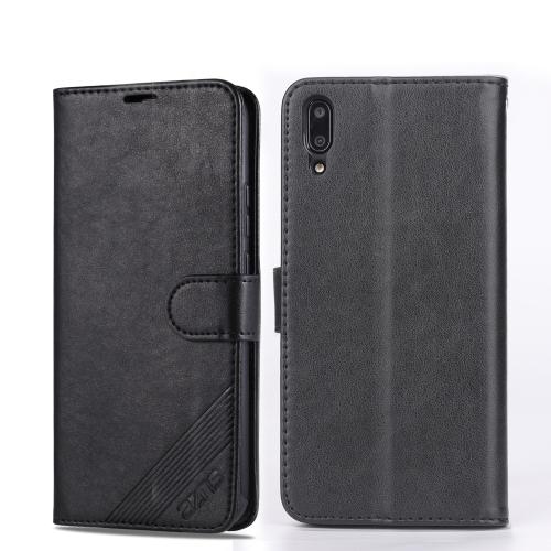 For Huawei Enjoy 9 AZNS Sheepskin Texture Horizontal Flip Leather Case with Holder & Card Slots & Wallet(Black)