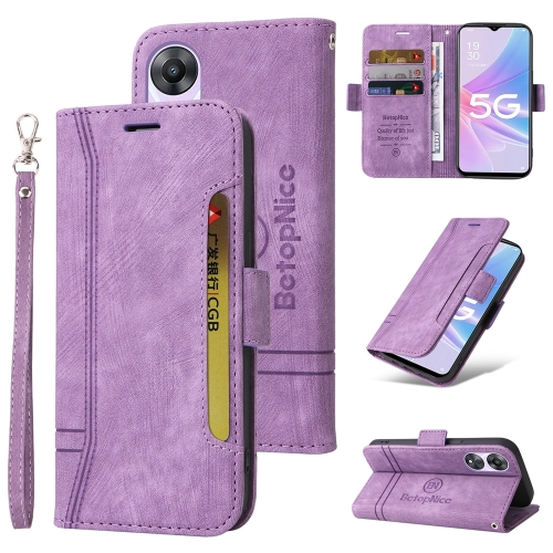 For OPPO A78 5G Global BETOPNICE Dual-side Buckle Leather Phone Case(Purple)