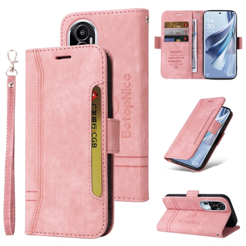 For OPPO Reno10 5G Global/Reno10 Pro 5G Global BETOPNICE Dual-side Buckle Leather Phone Case(Pink) free shipping 50pcs lot money card holder clear cash pouch plastic cards domes lip balm window holder for money cash