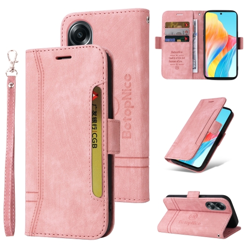 

For OPPO A58 4G BETOPNICE Dual-side Buckle Leather Phone Case(Pink)