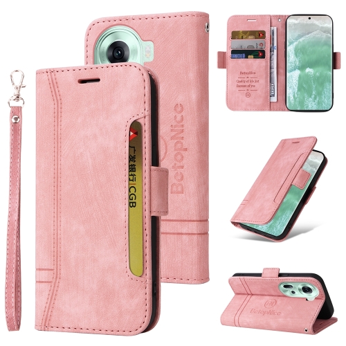 

For OPPO Reno11 5G Global BETOPNICE Dual-side Buckle Leather Phone Case(Pink)