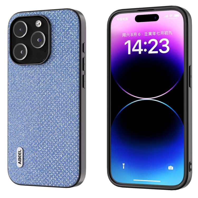 

For iPhone 14 Pro Max ABEEL Diamond Black Edge Phone Case(Sapphire Blue)