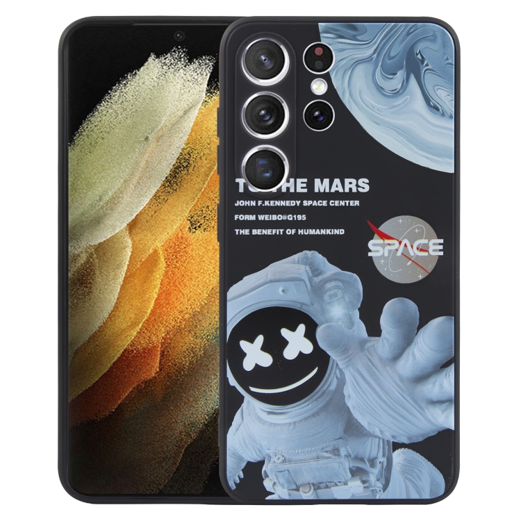 

For Samsung Galaxy S21 Ultra 5G Martian Astronaut Pattern Shockproof Phone Case(Black)