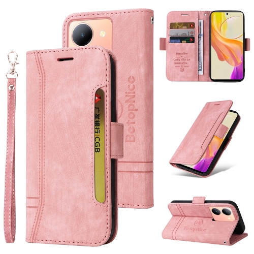 

For vivo Y36 4G / 5G Global BETOPNICE Dual-side Buckle Leather Phone Case(Pink)