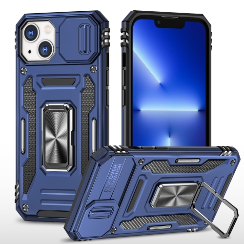 

For iPhone 15 Plus Armor PC + TPU Camera Shield Phone Case(Navy Blue)