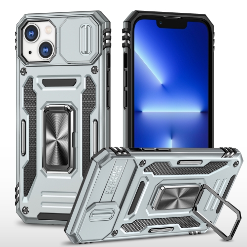 

For iPhone 15 Armor PC + TPU Camera Shield Phone Case(Grey)