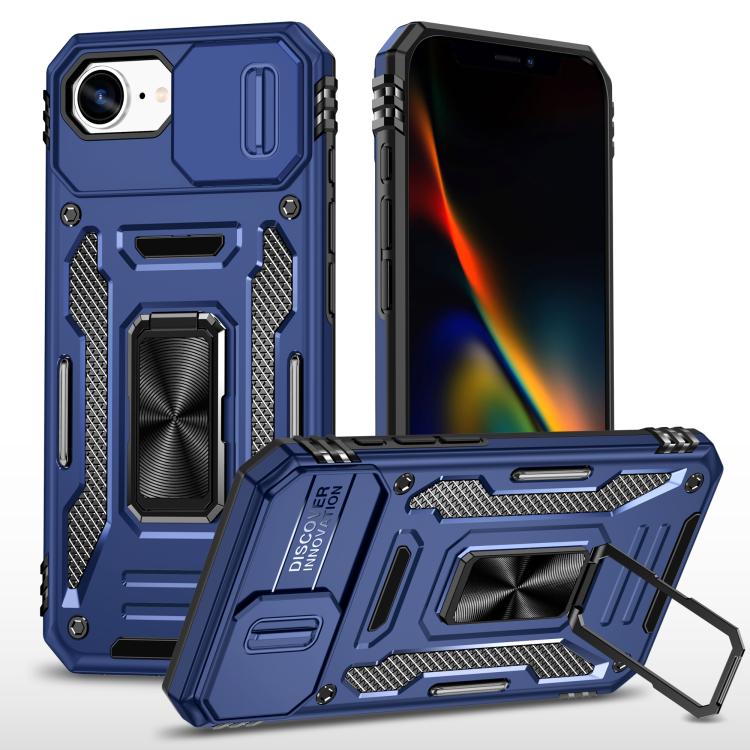 

For iPhone 16e Armor PC + TPU Camera Shield Phone Case(Navy Blue)