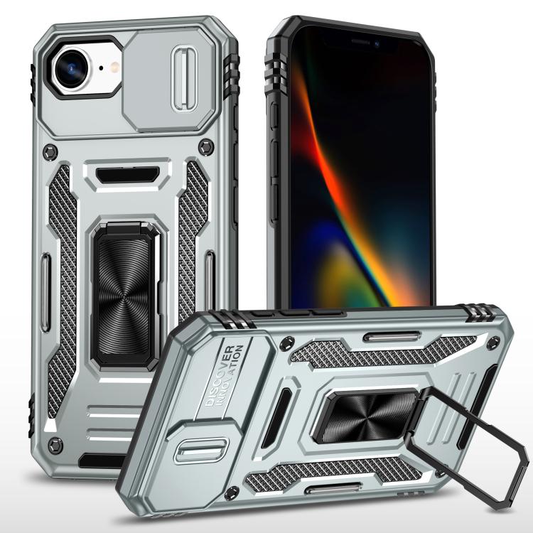 

For iPhone 16e Armor PC + TPU Camera Shield Phone Case(Grey)