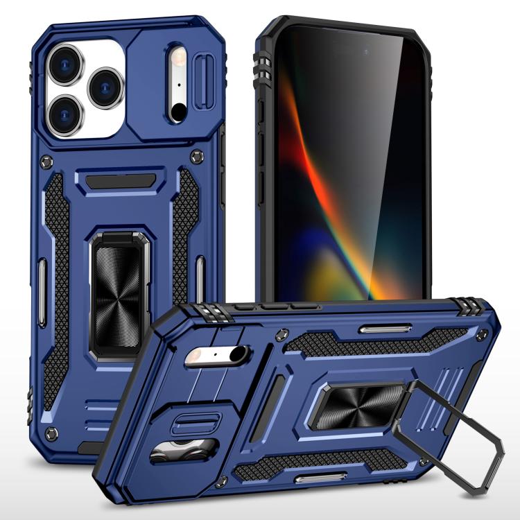 For iPhone 18 Pro Max / 17 Pro Max Armor PC + TPU Camera Shield Phone Case(Navy Blue)