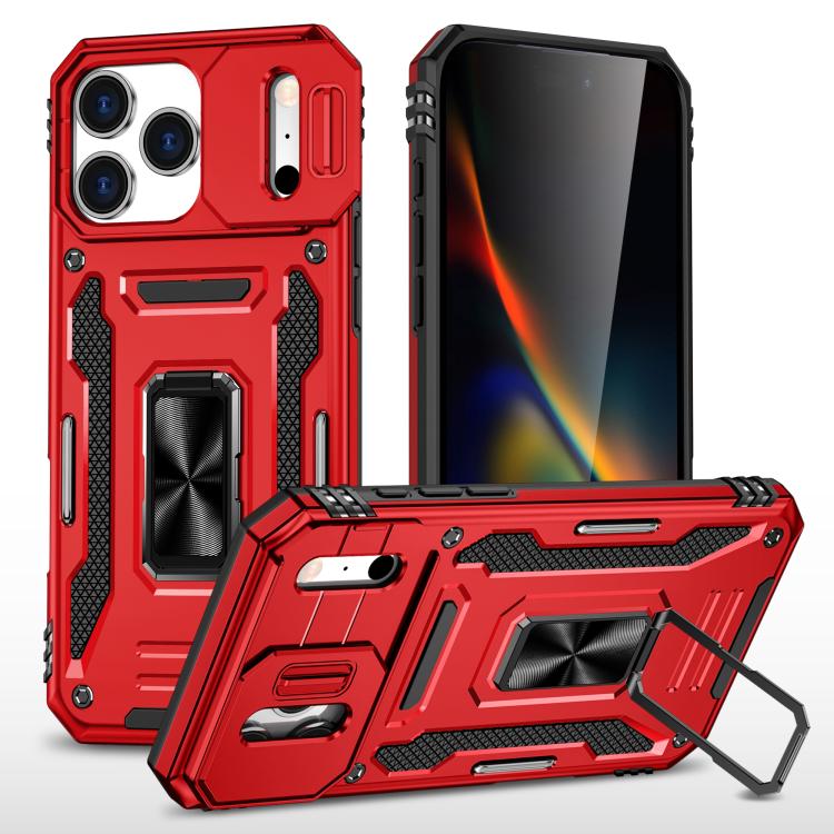 

For iPhone 17 Pro Armor PC + TPU Camera Shield Phone Case(Red)