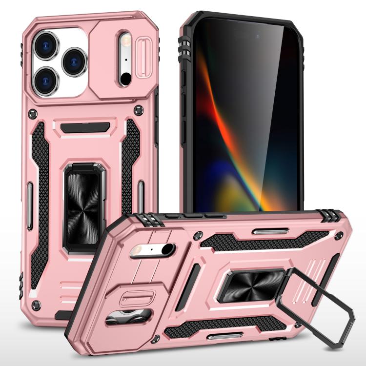 

For iPhone 17 Pro Armor PC + TPU Camera Shield Phone Case(Rose Gold)