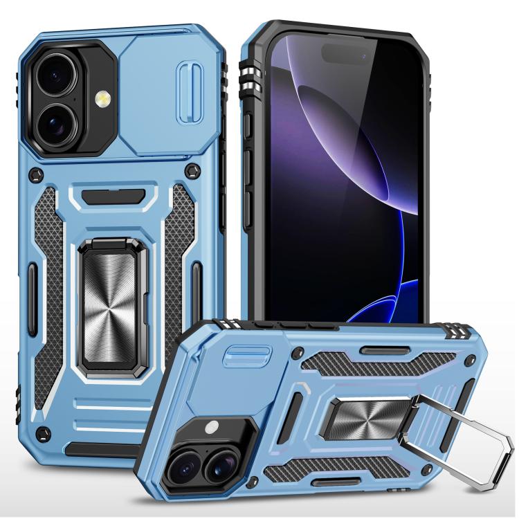 For iPhone 17 Armor PC + TPU Camera Shield Phone Case(Light Blue)