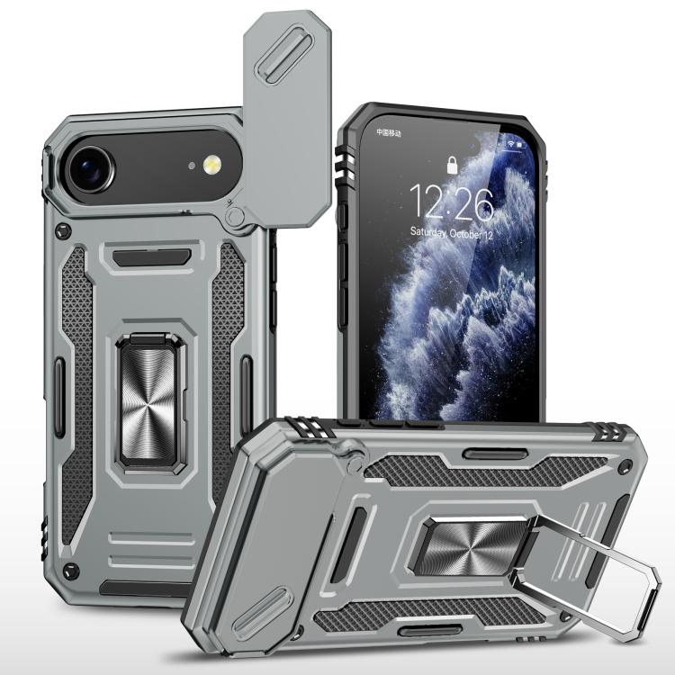 For iPhone Air Armor PC + TPU Camera Shield Phone Case(Grey)