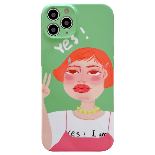 

For iPhone 11 Pro Max Precise Hole TPU Phone Case(Short Hair Girl)