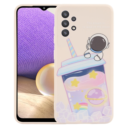 

For Samsung Galaxy A32 5G / M32 5G Milk Tea Astronaut Pattern Liquid Silicone Phone Case(White)