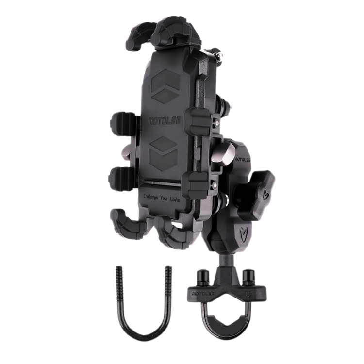 

MOTOSLG Crab Motorcycle Phone Clamp Bracket U-Type Headbar Mount(Black)