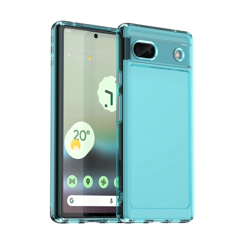 

For Google Pixel 6a Candy Series TPU Phone Case(Transparent Blue)