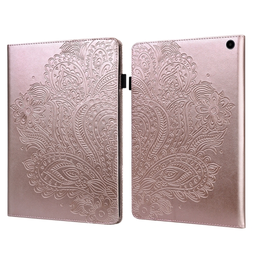 

For Amazon Fire Max 11 Peacock Embossed Pattern Leather Tablet Case(Rose Gold)