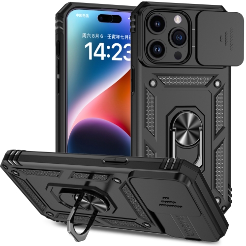 

For iPhone 15 Pro Max Sliding Camshield Holder Phone Case(Black)