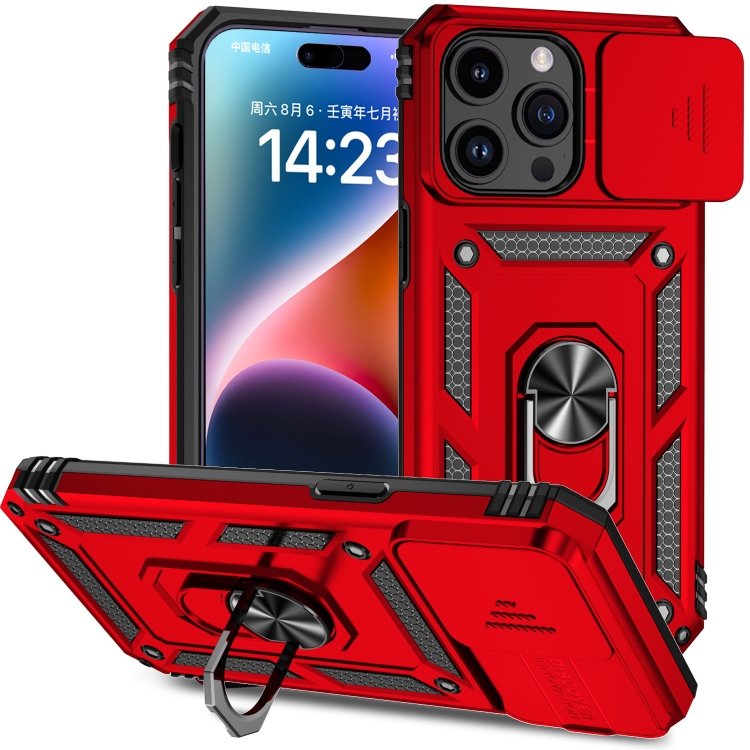 

For iPhone 15 Pro Sliding Camshield Holder Phone Case(Red)