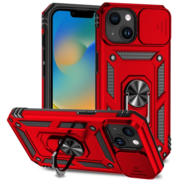 

For iPhone 15 Plus Sliding Camshield Holder Phone Case(Red)