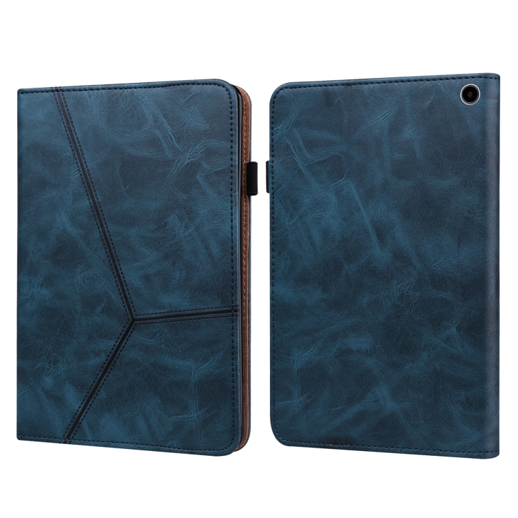 

For Amazon Fire Max 11 Embossed Striped Leather Tablet Case(Blue)