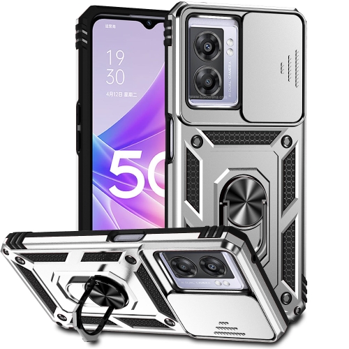 

For OPPO A57 Sliding Camshield Holder Phone Case(Silver)
