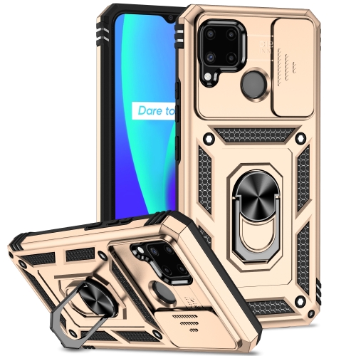 

For Realme C11 / C12 / C15 Sliding Camshield Holder Phone Case(Gold)