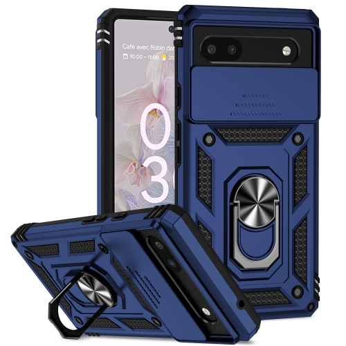 

For Google Pixel 6a Sliding Camshield Holder Phone Case(Blue)