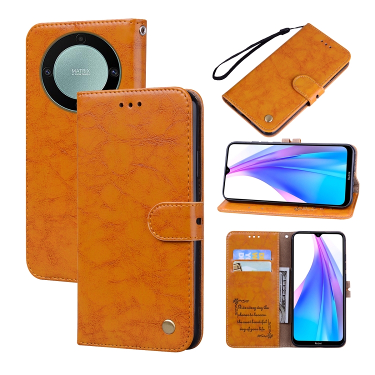 

For Honor X9b Oil Wax Texture Leather Phone Case(Yellow)