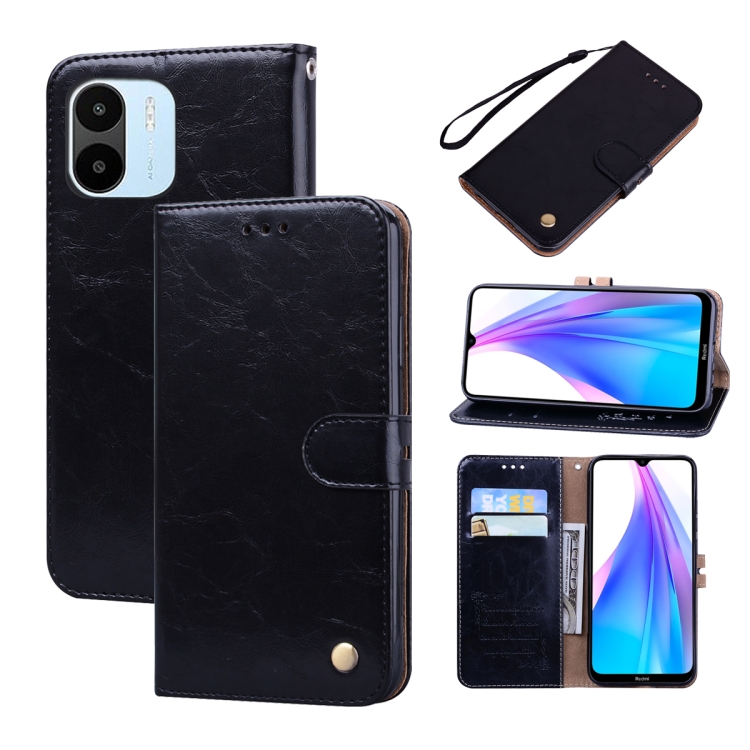 

For Xiaomi Redmi A1/A2 Oil Wax Texture Leather Phone Case(Black)
