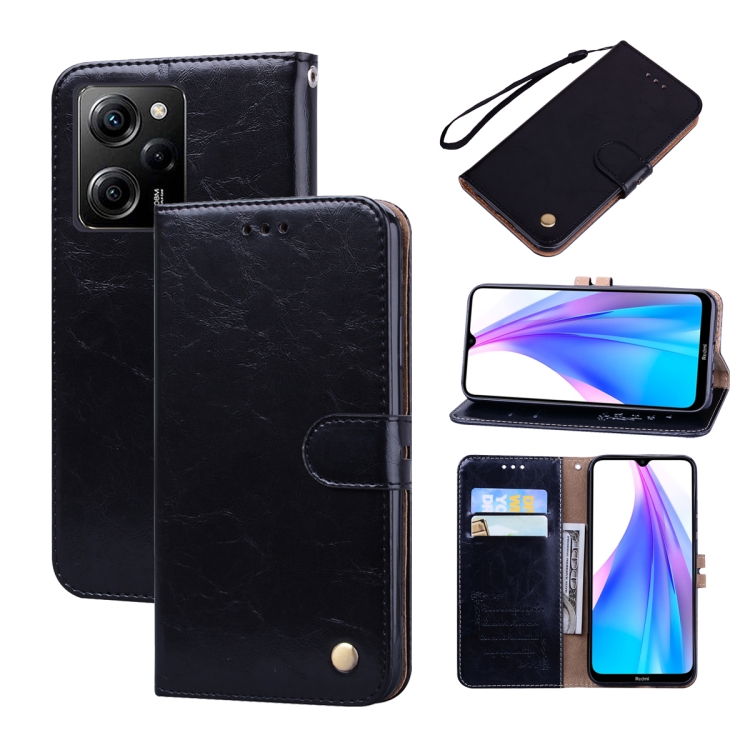 

For Xiaomi Redmi Note 12 5G Global/Poco X5 Oil Wax Texture Leather Phone Case(Black)