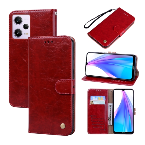 

For Xiaomi Redmi Note 12 Pro 5G Global Oil Wax Texture Leather Phone Case(Red)