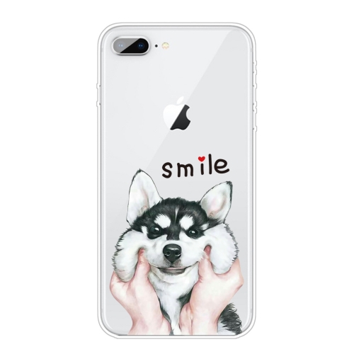 For iPhone 8 Plus / 7 Plus Coloured Drawing Pattern Highly Transparent TPU Protective Case(Pinch Dog)
