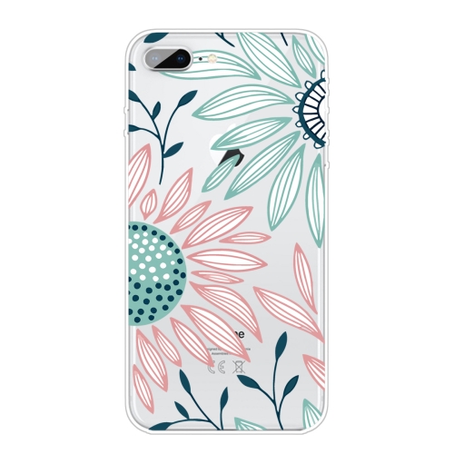 For iPhone 8 Plus / 7 Plus Coloured Drawing Pattern Highly Transparent TPU Protective Case(Flower)