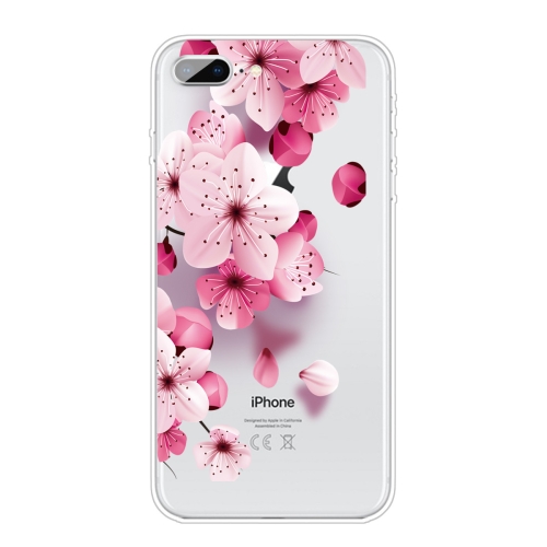 For iPhone 8 Plus / 7 Plus Coloured Drawing Pattern Highly Transparent TPU Protective Case(Cherry Blossoms)