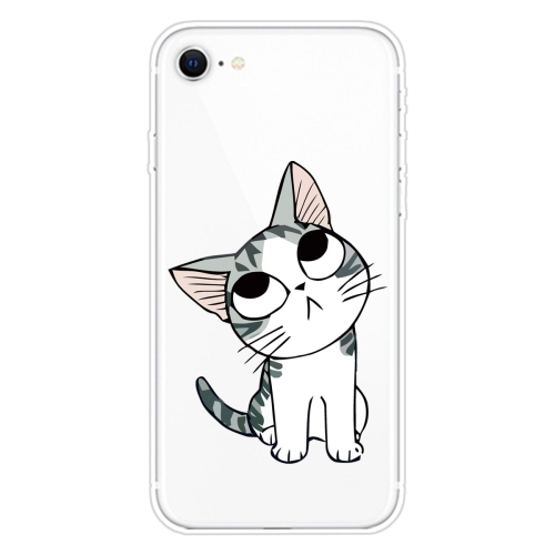 For iPhone SE 2020 / 8 / 7 Coloured Drawing Pattern Highly Transparent TPU Protective Case(Cat)