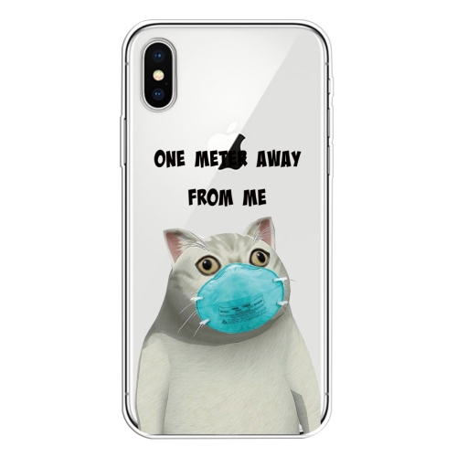 For iPhone X / XS Coloured Drawing Pattern Highly Transparent TPU Protective Case(Mask Cat)