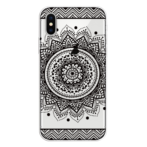 For iPhone X / XS Coloured Drawing Pattern Highly Transparent TPU Protective Case(Mandala)