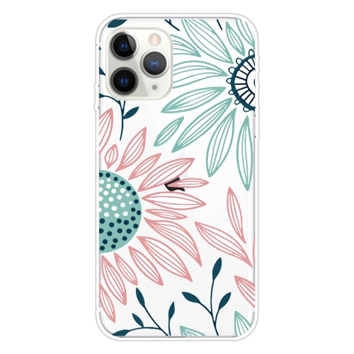 For iPhone 11 Pro Max Coloured Drawing Pattern Highly Transparent TPU Protective Case(Flower)