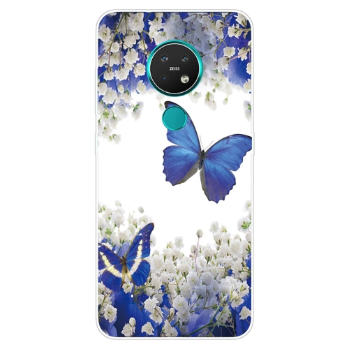 For Nokia 6.2 / 7.2 Coloured Drawing Pattern Highly Transparent TPU Protective Case(Purple Butterfly)