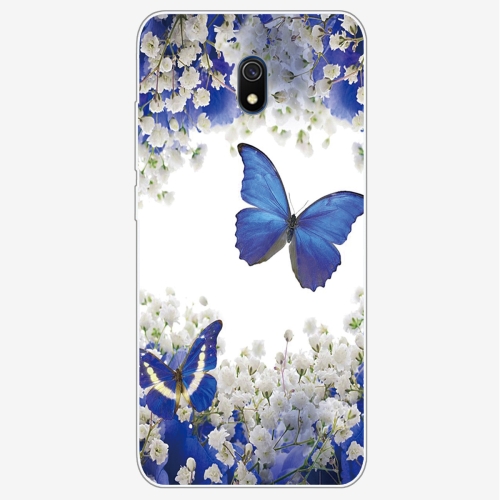 For Xiaomi Redmi 8A Coloured Drawing Pattern Highly Transparent TPU Protective Case(Purple Butterfly)