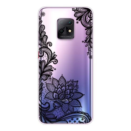 For Xiaomi Redmi 10X 5G Coloured Drawing Pattern Highly Transparent TPU Protective Case(Black Rose)