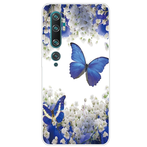 For Xiaomi Mi CC9 Pro Coloured Drawing Pattern Highly Transparent TPU Protective Case(Purple Butterfly)