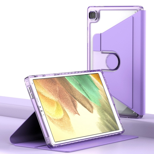

For Samsung Galaxy Tab A7 Lite T220 Clear 360 Rotation Stand Smart Leather Tablet Case(Purple)