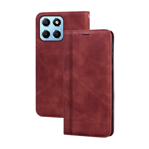 

For Honor X8 5G/Play6C 5G/X6 4G/X6S/70 Lite Frosted Business Magnetic Horizontal Flip PU Phone Case(Brown)