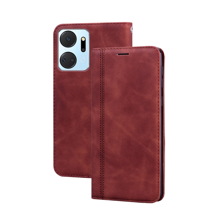 

For Honor X7a/Play7T Frosted Business Magnetic Horizontal Flip PU Phone Case(Brown)